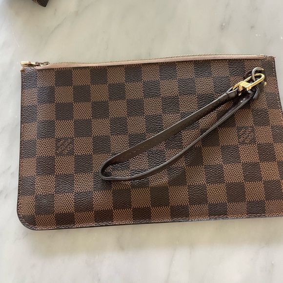 🌿authentic Louis Vuitton neverfull mm pouch damier ebene w pink ballerine - Picture 3 of 5